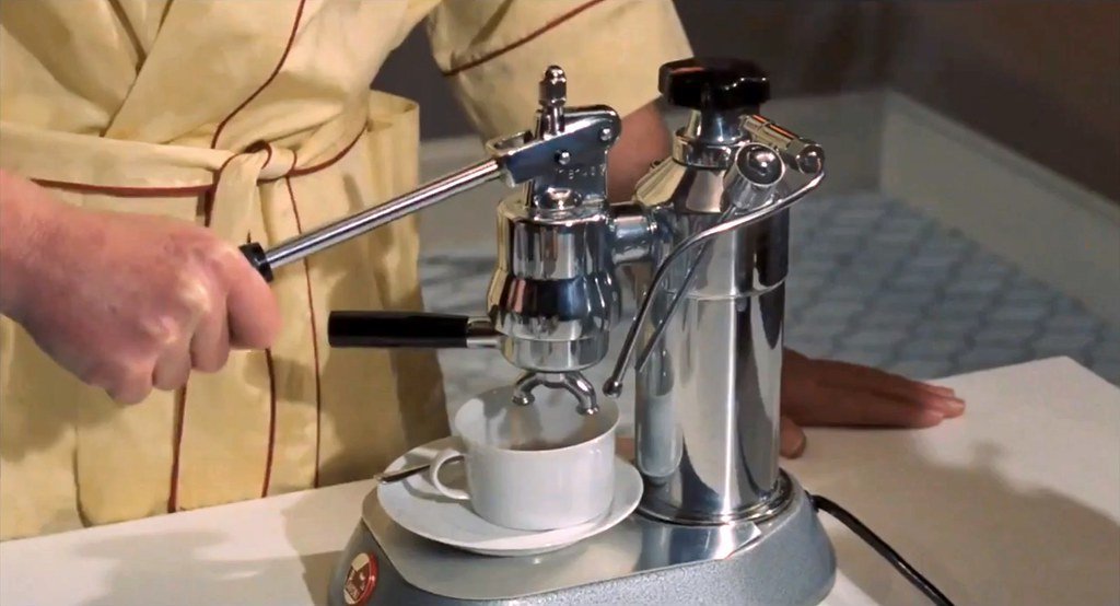 James Bond making coffee